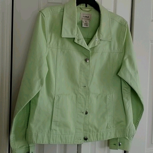 L.L.Bean Light Green Jean Jacket M - Picture 2 of 10